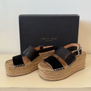 Rag & Bone Black Espadrille Wedges